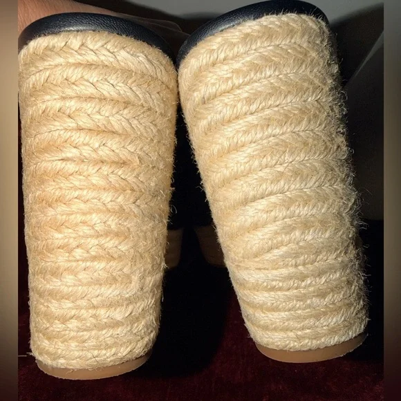 Jessica Simpson Serilda Black Espadrille Platform Wedge Sandals Smocked Size 7 - Picture 7 of 8